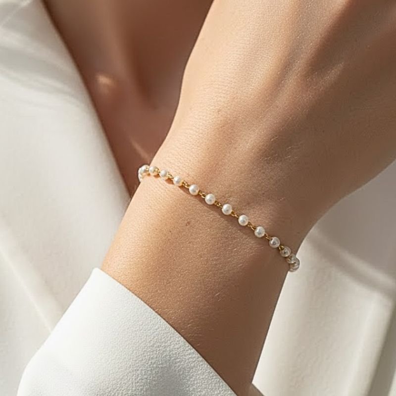 PULSEIRA PÉROLAS PEQUENAS FOLHEADA