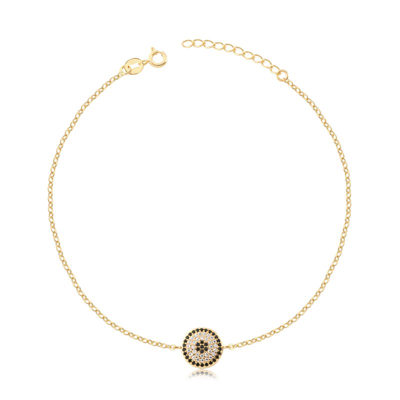 PULSEIRA PINGENTE REDONDO ZIRCÔNIAS NEGRAS