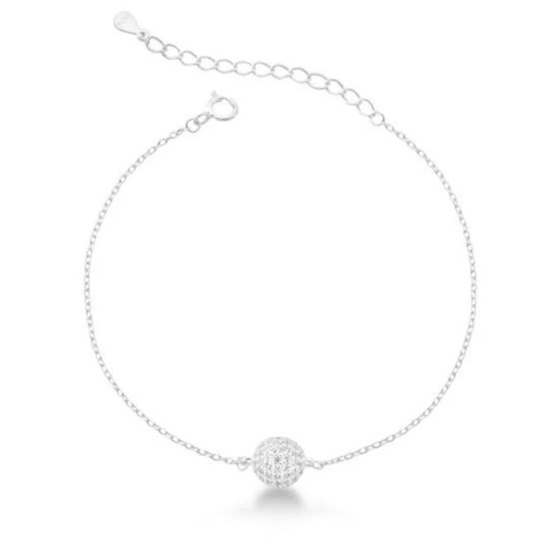 PULSEIRA PRATA BOLA CRAVEJADA