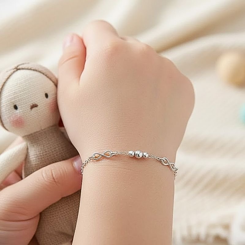 PULSEIRA PRATA BOLINHAS INFANTIL