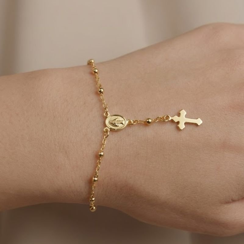 PULSEIRA TERÇO BANHADA A OURO