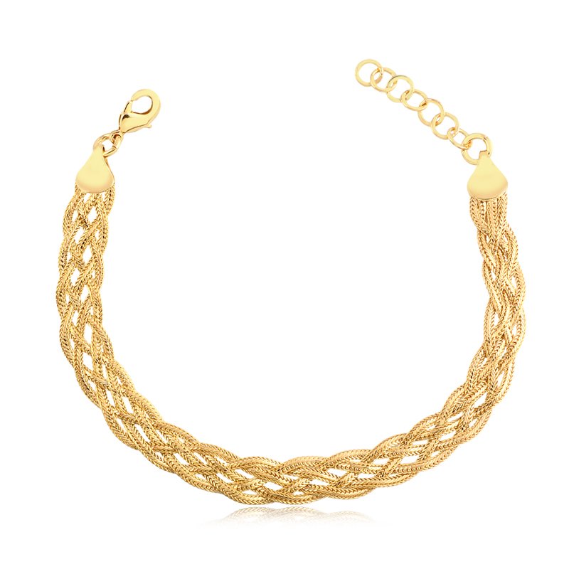 PULSEIRA TRANÇA LARGA BANHADA A OURO 18K