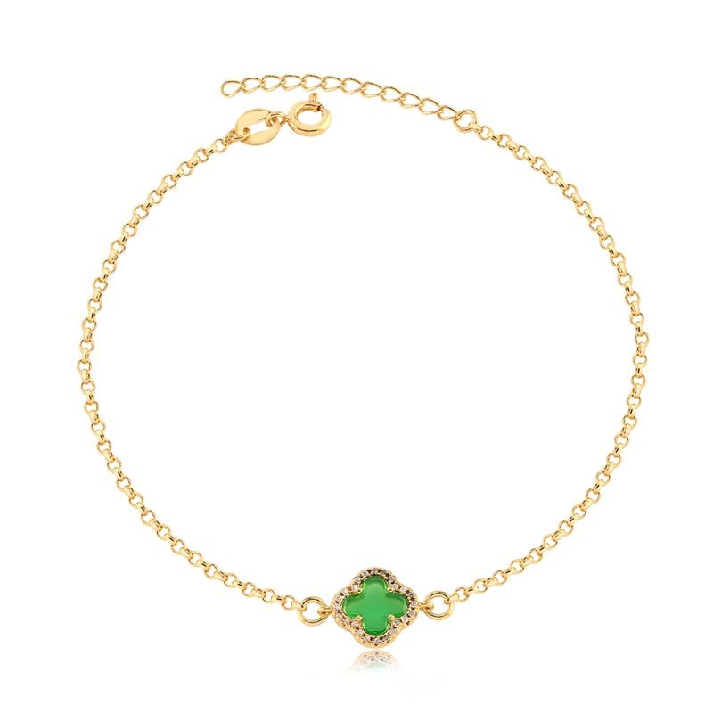 PULSEIRA TREVO VERDE ZIRCÔNIAS