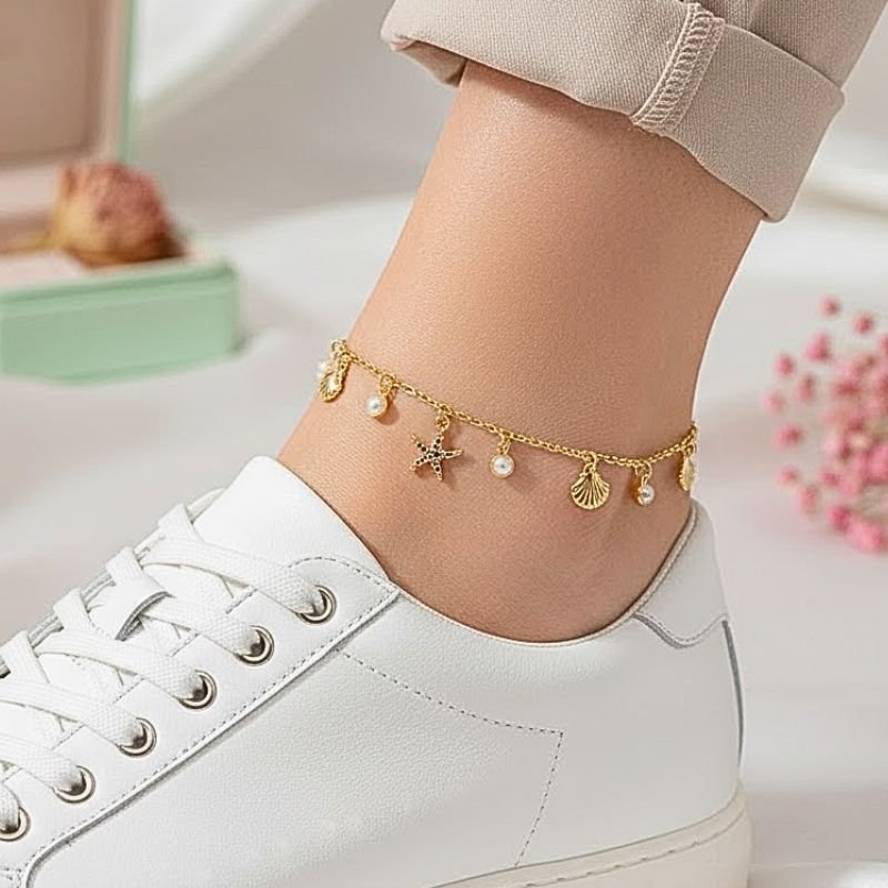 TORNOZELEIRA CONCHAS PÉROLAS