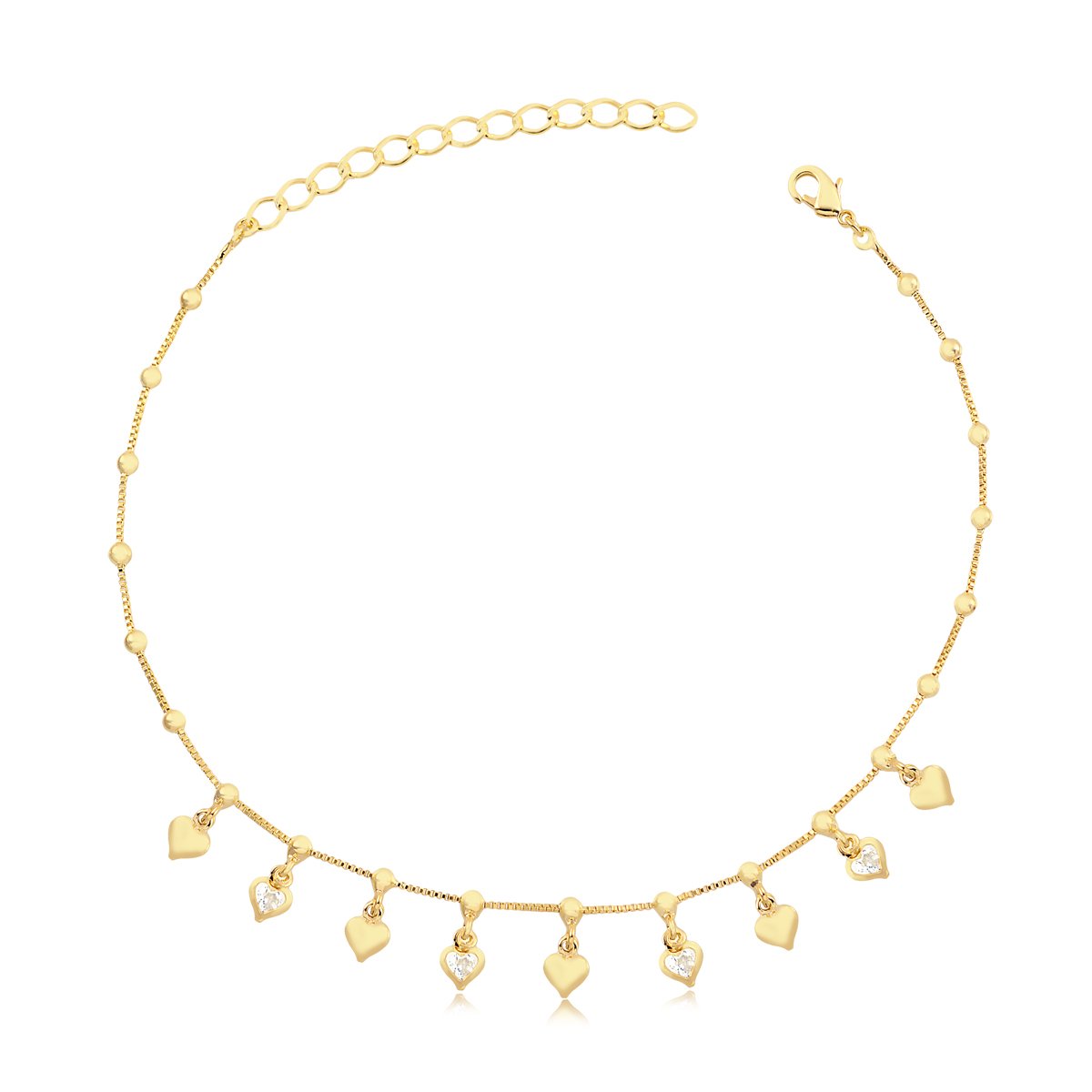 TORNOZELEIRA PEDRAS E CORAÇÃO