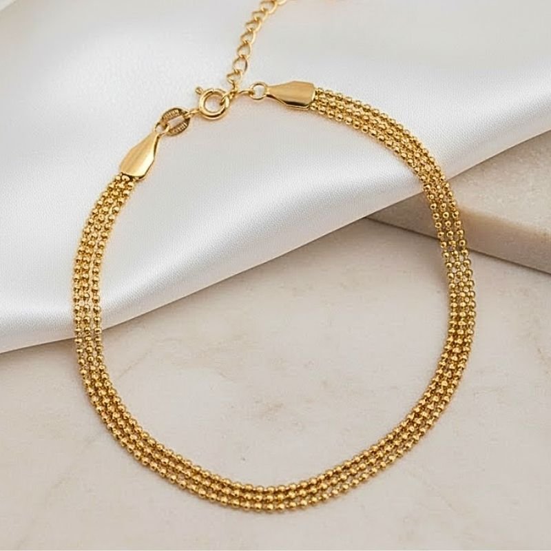 TORNOZELEIRA TRIPLA MALHA BOLINHAS